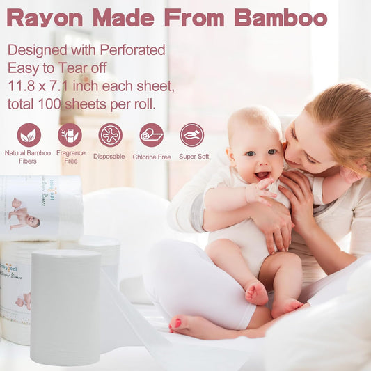 babygoal Baby Cloth Diaper Liners 2 Pack, Rayon from Bamboo Liners for Cloth Diaper Nappy (200 Sheets)