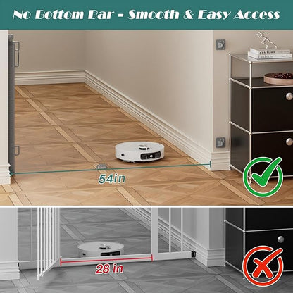 Babepai Retractable Baby Gates No Drilling | 54" Wide x 34" Tall Dog Gates for Stairs | Indoor/Outdoor Use | Child Gates for Doorways, Deck, Porch, Hallways, Patio - Gray