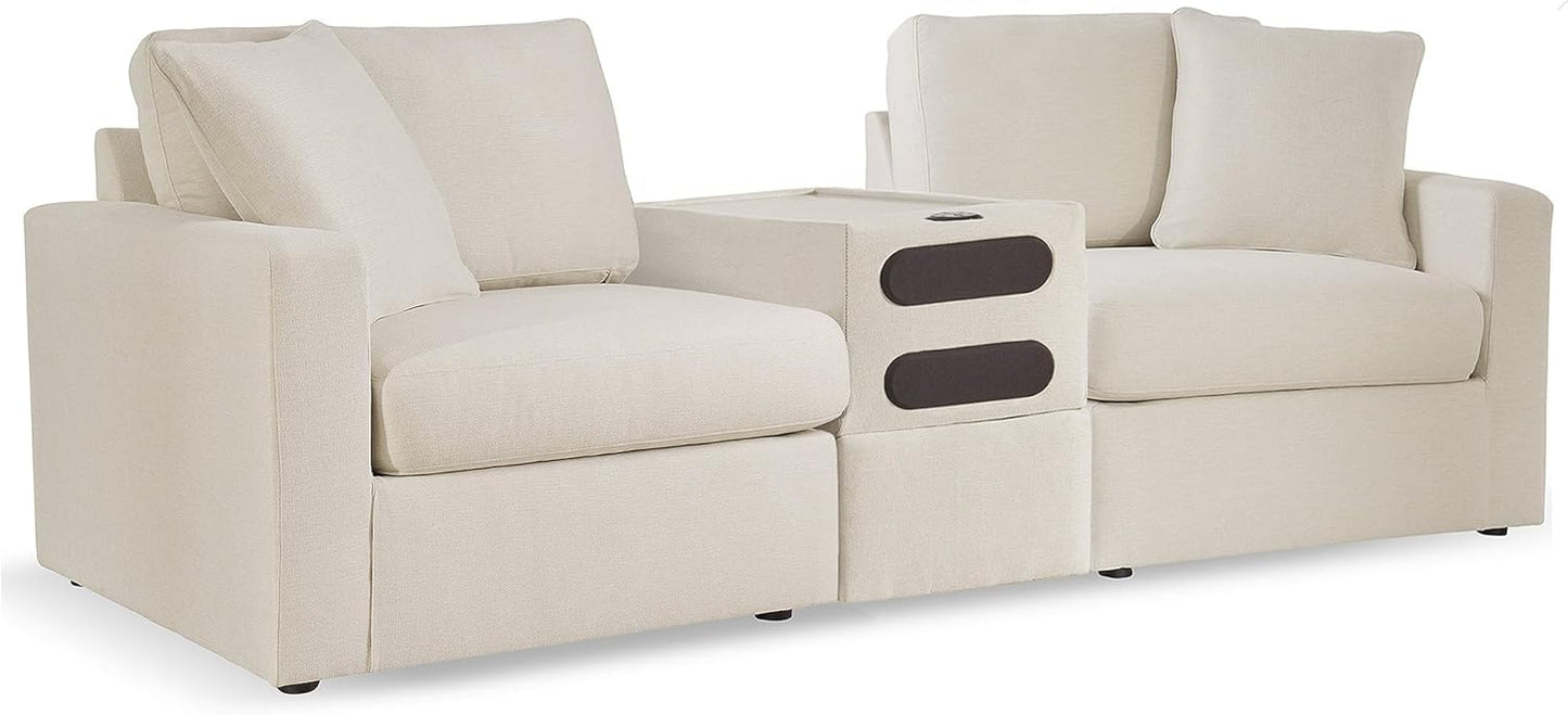 Signature Design by Ashley Modmax Coastal Press-Back Swivel Glider Rocker Recliner with Machine Washable Cover, Hidden Storage Compartments and 2 Bolster Pillows, Beige - Colors B