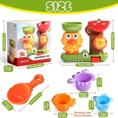 Baby Bath Toys for Kids Ages 1-3 Interactive Toddler Bath Toys Duck Sensory Bathtub Water Shower Toys with 3 Stacking Cups for 12+ Months Boys Girls Birthday Gifts