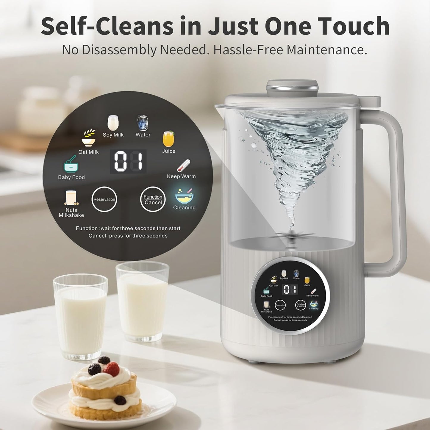 ANHANE 35oz Soy Milk Maker Machine: 8-in-1 Nut Milk Maker for Oat Milk, Vegan Drinks, Baby Food Blender - Plant-Based Milk Machine with Stainless Steel, LED Touch, Auto Shutoff (Green)