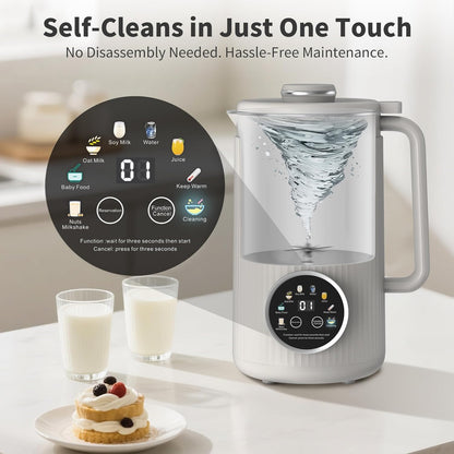 ANHANE 35oz Soy Milk Maker Machine: 8-in-1 Nut Milk Maker for Oat Milk, Vegan Drinks, Baby Food Blender - Plant-Based Milk Machine with Stainless Steel, LED Touch, Auto Shutoff (Green)