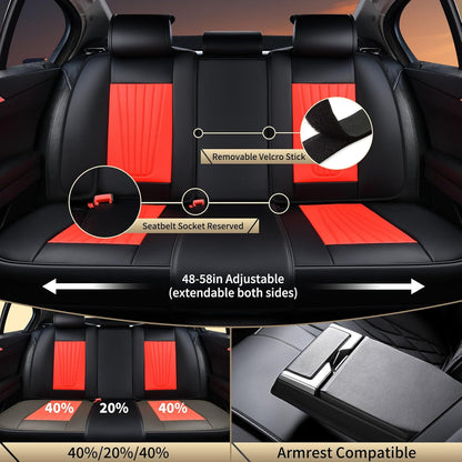 FLORICH Car Seat Covers, Brown Leather Seat Covers for Cars, Faux Nappa Leather Automotive Seat Protectors, Car Seat Cushions Universal Fit for Most Sedans SUVs Trucks - Brown