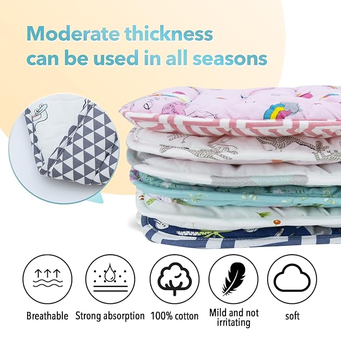 Baby Stroller Cushion,Infant Car Seat Insert-Reversible Universal Breathable and Soft Newborn seat Liner for Stroller,100% Cotton Seat Pad Liner for Newborns-34x78cm,1 Pack(Lion Dinosaur)