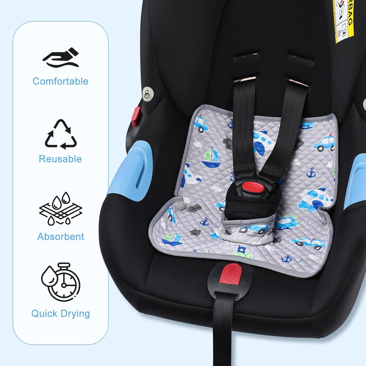 Car Seat Protector for Potty Training, 2 Pack Waterproof CarSeat Liner Toilet Training for Baby Infant Toddler, Dry Seat Piddle Pads Cover for Strollers (Gray)