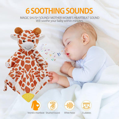 BEREST Unicorn Baby Sleep Soother 4-in-1 Sound Machine with Heartbeat & White Noise|Security Blanket & Pacifier Holder|Soothing Plush Toy for Newborns|Perfect Baby Registry Essential
