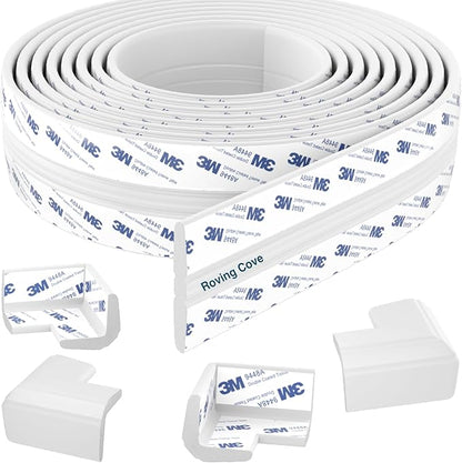 Roving Cove PreFit (Classic) Furniture Edge Corner Protector (Standard 15ft Edge 4 Corners), Baby Proofing Bumper Guards, Oyster White (Off White), Pre-Taped, for Straight Smooth Surfaces