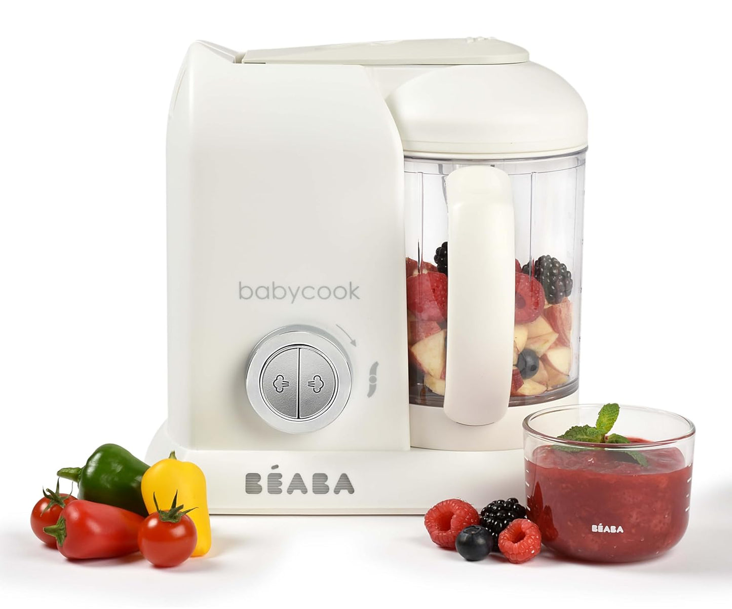 BEABA Babycook Solo 4 in 1 Baby Food Maker, Puree Steamer and Blender for Purees, Grinder with Auto Steam Cooking, Lrg Capacity 4.5 Cups 27 Servings in 20 Mins, Oat