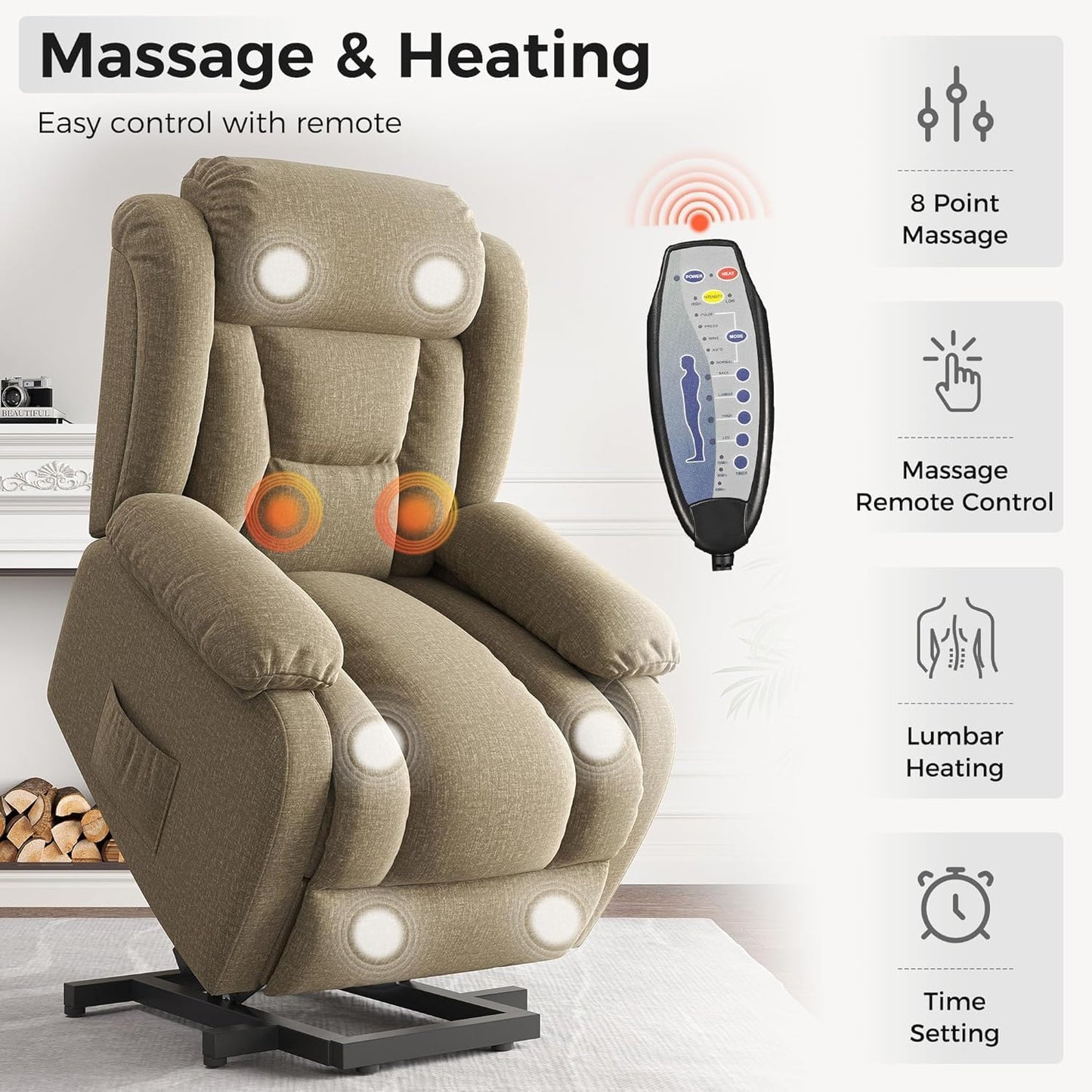 Amopatio Swivel Glider Recliner for Indoor, Nursery Rocker Chair Upholstered Single Sofa with Side Pockets and Footrest for Living Room Bedroom