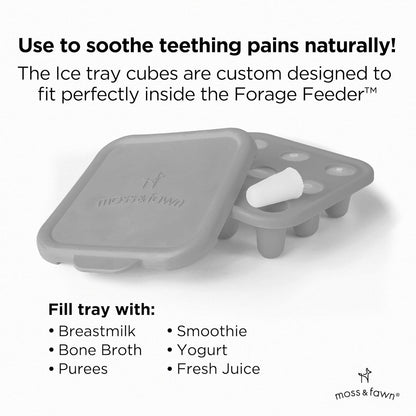 Moss and Fawn Ice Cube Tray - Forage Feeder Freezer & Teething Popsicle Mold for Breast Milk, Formula, Bone Broth, Purees, & Baby Food - BPA, Lead, & PVC-Free - Fern