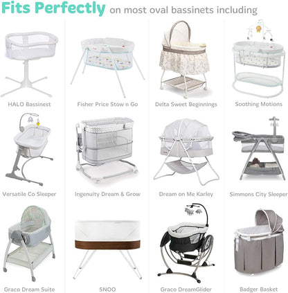 100% Mulberry Silk Cradle Sheets Fitted 18x36x4 - Great for Baby Hair, Fits Most Bedside Sleeper Bassinets Pad Mattress - Soft Silky for Girls Gift for Newborn and Infant, White