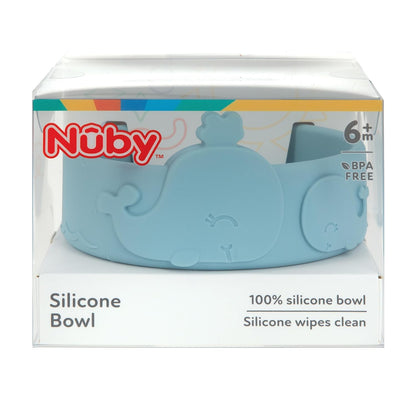 Nuby Animal Friend Silicone Round Bowl - Toddler Bowl - 6+ Months - Pink Whale Bowl