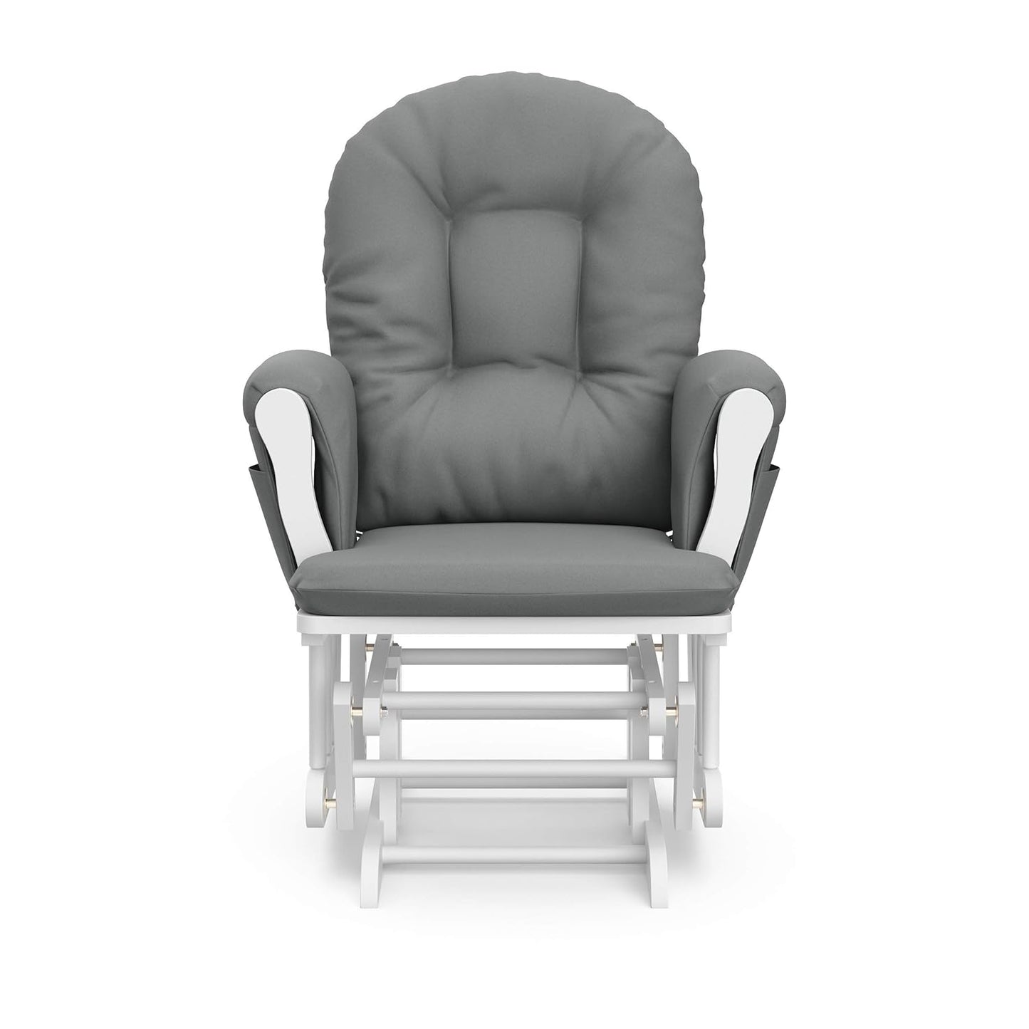 Storkcraft Premium Hoop Glider & Ottoman (White/Gray) — GREENGUARD Gold Certified Nursery Glider, Solid Wood Craftsmanship, Smooth-Gliding, Award-Winning - Colors B