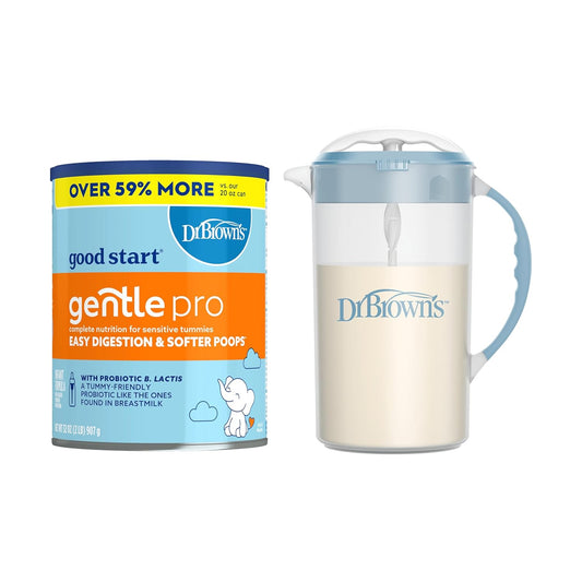 Dr. Brown's Baby Formula Mixing Pitcher with Adjustable Stopper, Locking Lid, & No Drip Spout, 36oz, BPA Free, Blue & Good Start Baby Formula Powder, 32 Ounce For 0-12 Months