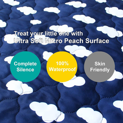 Pack and Play Sheets Mattress Pad Protector Fitted Waterproof Playard Mattress Cover, Compatible with Graco Pack n Play & Dream On Me & Pamo Babe, Playpen/Playard Sheet Quilted, Gray, 39" x 27"