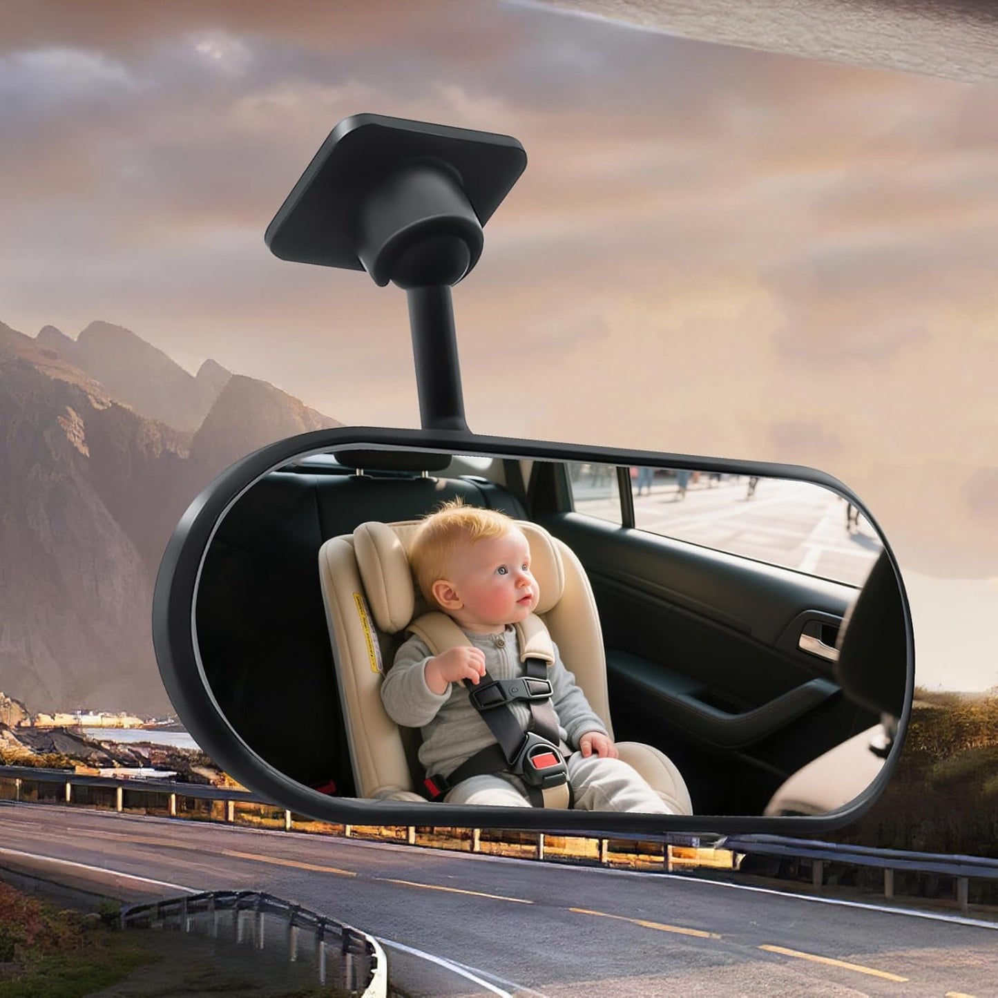 Wuyaoyao HD Baby Car Mirror Rear Facing, Stick-on 360° Adjustable Baby Rear View Mirror for Cars Windshield, Wide Angle Convex Safety Rearview Mirrors for Backseat, Car Accessories Interior (Stick-on)