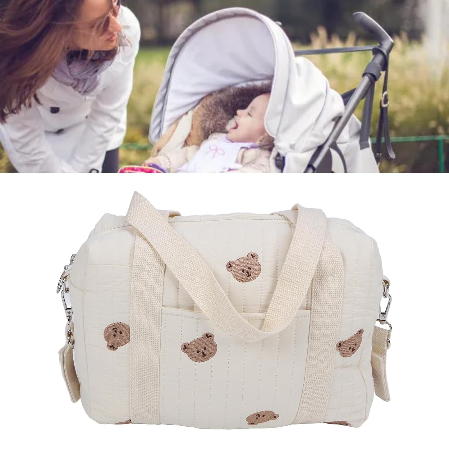 Fafeicy Universal Stroller Organizer, Multifunctional Baby Stroller Storage Bag Baby Stroller Bag Reusable Handbag Nappy Bag (Rabbit Bag)