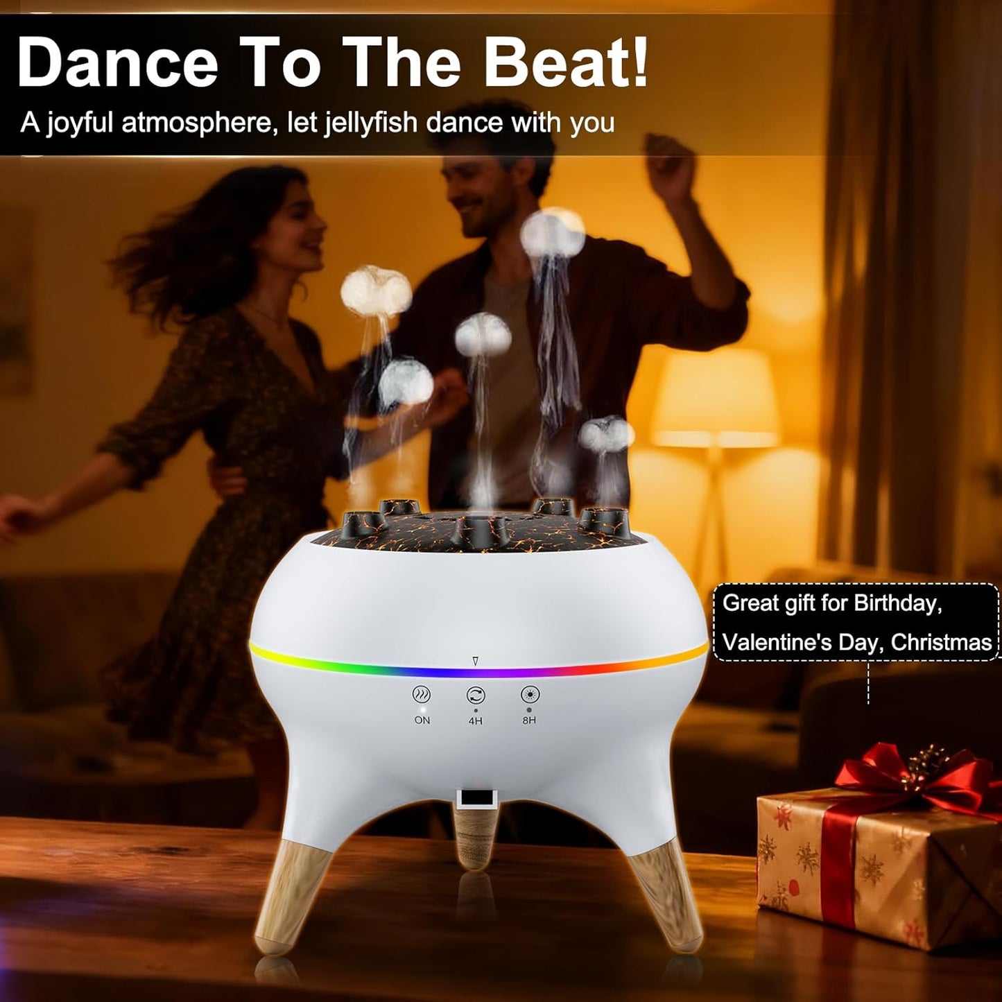 Morbou Essential Oil Diffuser Jellyfish Mist Dancing with Music Aromatherapy, 7 Colorful Lights Hotel Collection Diffuser Oils Scents for Home, Extra 2 * 10ml Essential Oils