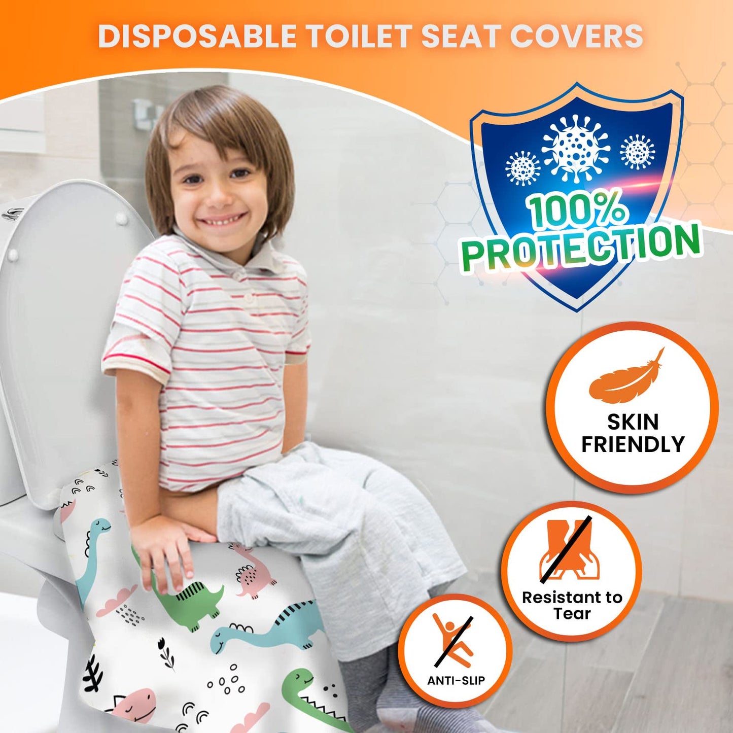 20 Extra Large Toilet Seat Covers Disposable for Kids & Adults-Toilet Covers Disposable for travel-Toddler Toilet Seat Cover Liners for Potty Training-Individually Wrapped-Waterproof (Bees)