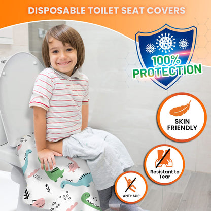 20 Extra Large Toilet Seat Covers Disposable for Kids & Adults-Toilet Covers Disposable for travel-Toddler Toilet Seat Cover Liners for Potty Training-Individually Wrapped-Waterproof (Bees)