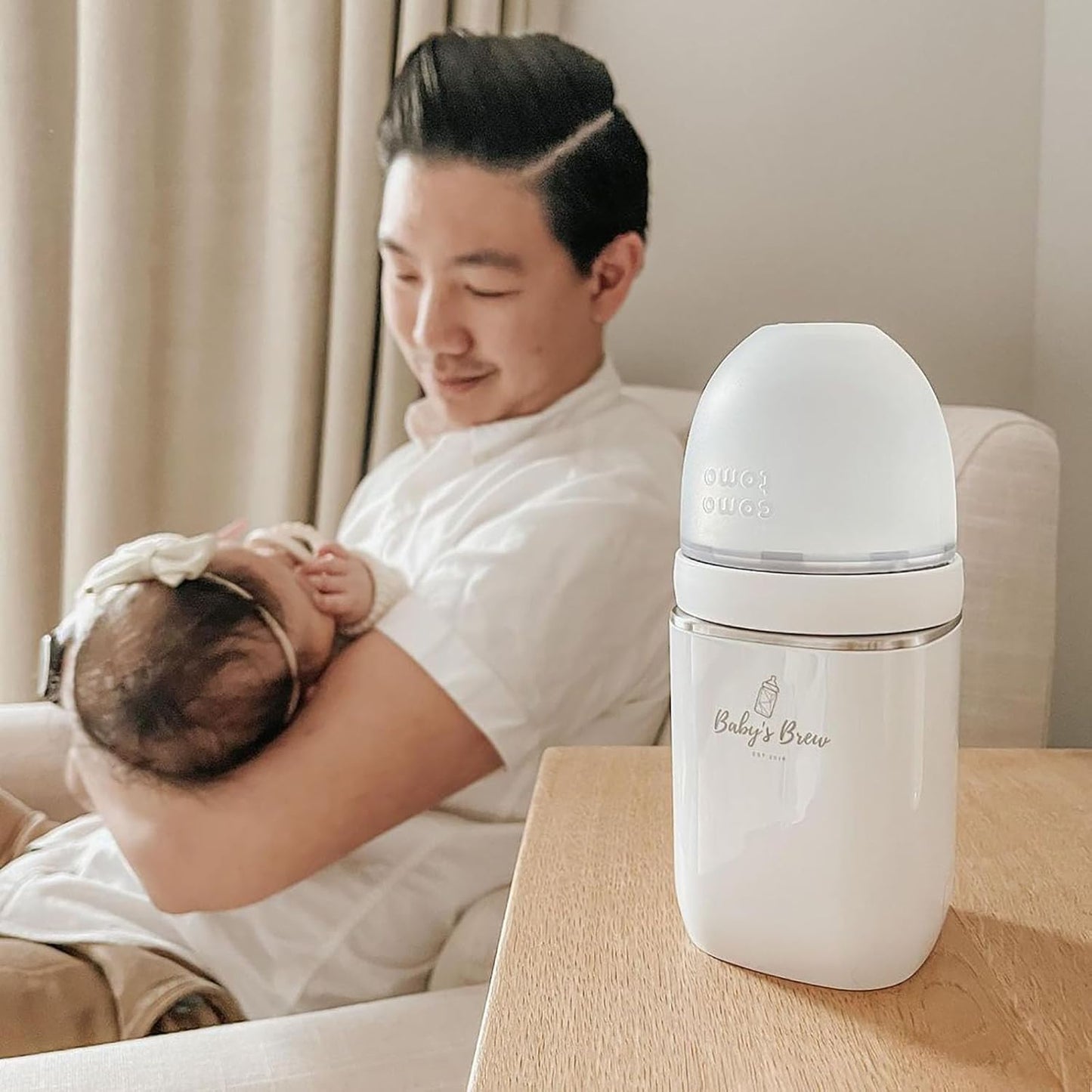 Baby's Brew Portable Bottle Warmer with MAM Adapter – Cordless Baby Bottle Warmer for Breastmilk & Formula, Rechargeable, Leak-Proof, Travel-Friendly Milk Warmer, White