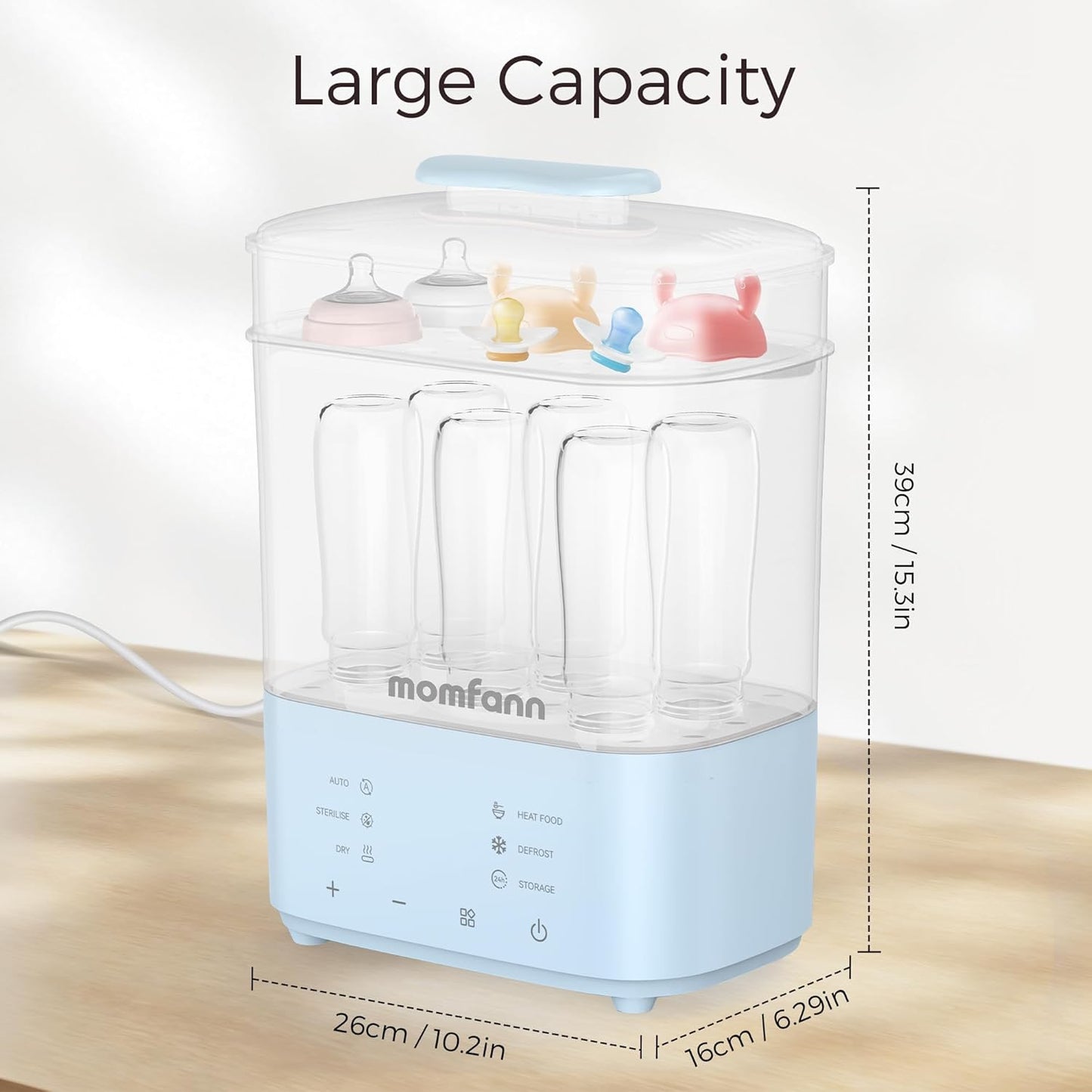 Bottle Sterilizer and Dryer, All-in-One Electric Steam Sterilizer Bottle Sanitizer for Baby Bottles, Pump Parts Accessories Newborn Essential (Blue)