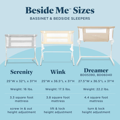 Baby Delight Beside Me Dreamer Bassinet | Bedside Sleeper | 6-Position Height Adjustment | Charcoal Tweed