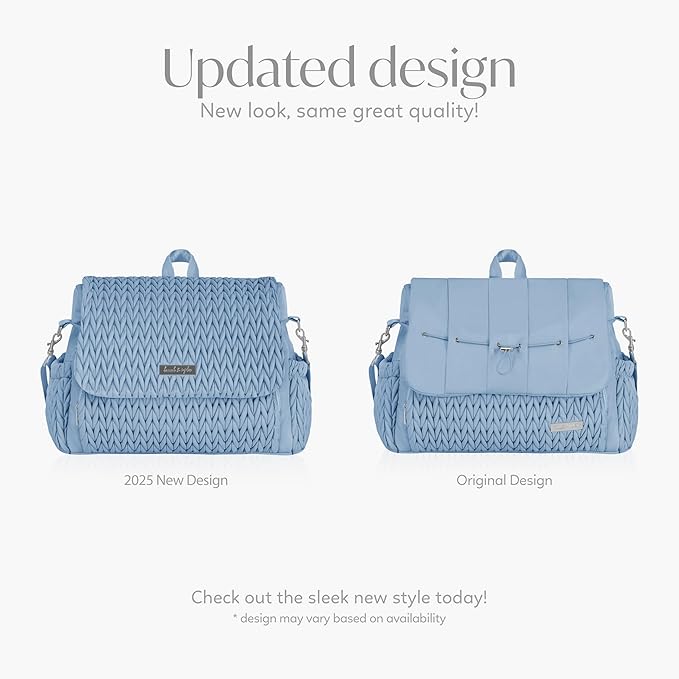 Hannah & Sophia Belle Convertible Baby Diaper Backpack & Bag in Moonmist Blue, Large Size, Dual Sided Water Resistant Changing Mat Included, Detachable Shoulder Straps, Easy To Use