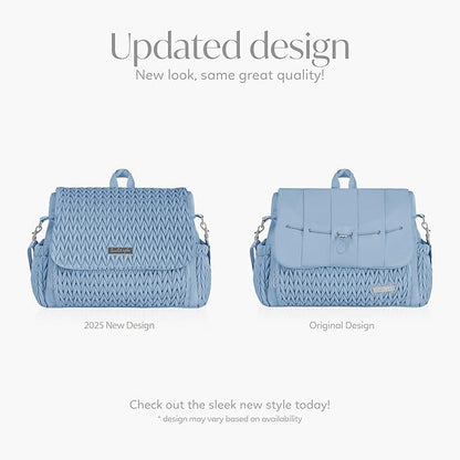 Hannah & Sophia Belle Convertible Baby Diaper Backpack & Bag in Moonmist Blue, Large Size, Dual Sided Water Resistant Changing Mat Included, Detachable Shoulder Straps, Easy To Use