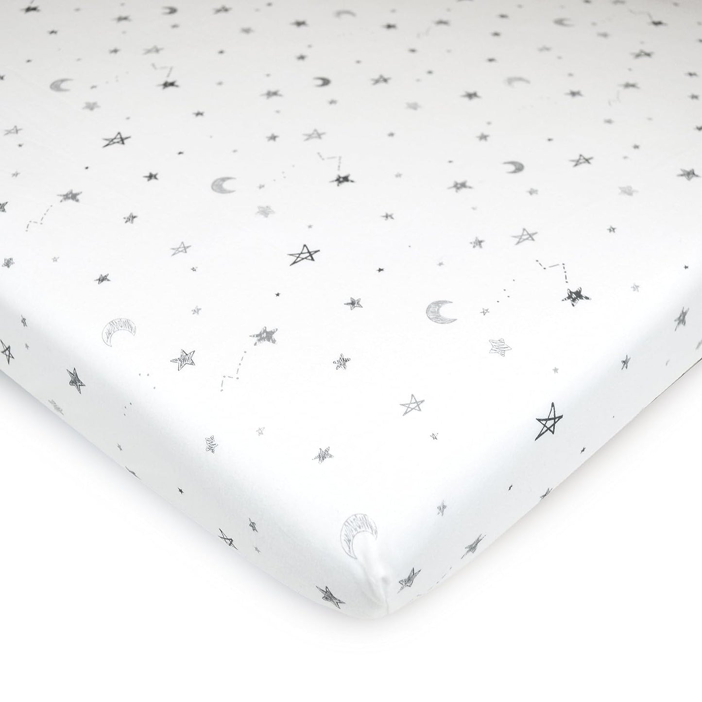 American Baby Company 2 Pack 100% Natural Cotton Fitted Pack and Play Sheets 39" x 27" - Soft & Breathable Pack N Play Sheets for Playard & Mini Crib Mattress, Pink Stars/Zigzag, for Boys & Girls