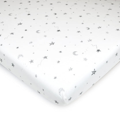 American Baby Company 3 Pack 100% Natural Cotton Fitted Pack and Play Sheets 39" x 27" - Soft & Breathable Pack N Play Sheets for Playard & Mini Crib Mattress, Yellow Star/Yellow/White, for Boy & Girl