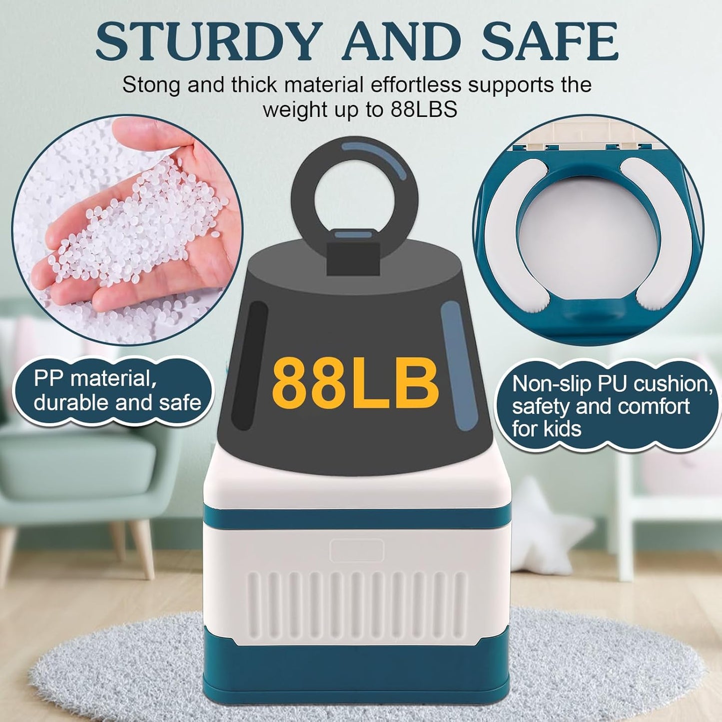 Fabulas Portable Potty for Toddler Travel, Foldable Travel Potty Training Toilet Seat for Kids Boys Girls, Emergency Mobile Toilet In Car for Camping Outdoor Indoor, with 30 Disposable Bags, Blue