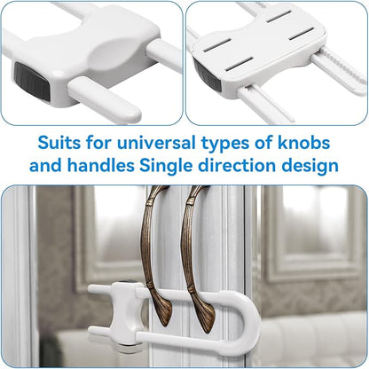 Cabinet Locks Baby Proofing,Child Proof Cabinet Locks,6 Pack Adjustable U Shaped Baby Proofing Cabinets,Child Locks for Cabinets and Drawers (White)