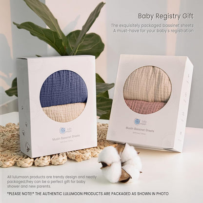 lulumoon Muslin Bassinet Sheets for Baby: Soft Bedside Sleeper Bassinet Fitted Sheets for Boys and Girls
