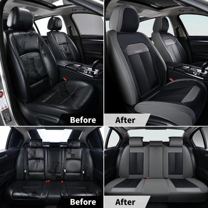 FLORICH Car Seat Covers Full Set, Automotive Seat Covers, Black Car Seat Cover, Waterproof Seat Protectors Universal fit for Car Truck Van SUV - Black