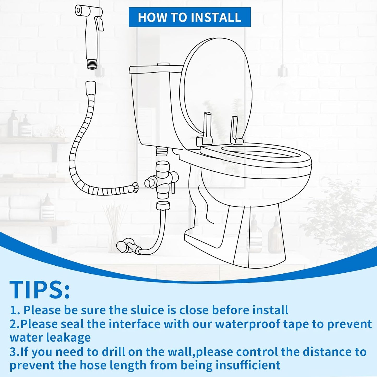 Neween Handheld Toilet Bidet Sprayer for Toilet-Adjustable Water Pressure Control with Bidet Hose for Feminine Wash, Stainless Steel Bidet Faucet Sprayer Kit Cloth Diaper for Baby Wash (Black)