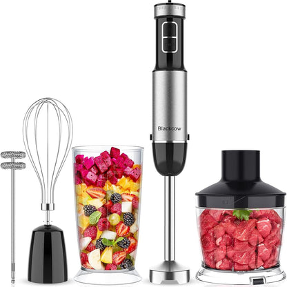 Blackcow Immersion Blender Handheld, 800W Powerful Electric Hand Blender with Titanium Alloy Blades, 12 Speeds & Turbo, Electric Hand Mixer for Smoothies, Soups, Baby Food and Purees