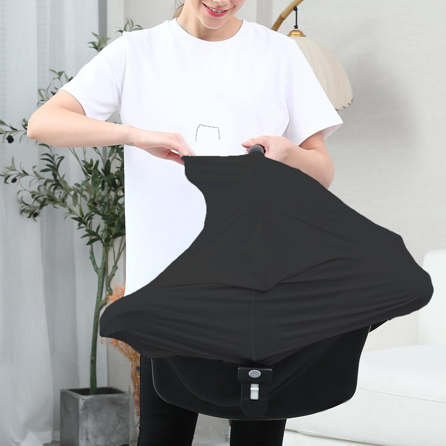 Car Seat Covers for Babies - Multi-use Carseat Canopy Cover Breastfeeding Covers, Stroller Canopy Cover (Navy Dinosaur)