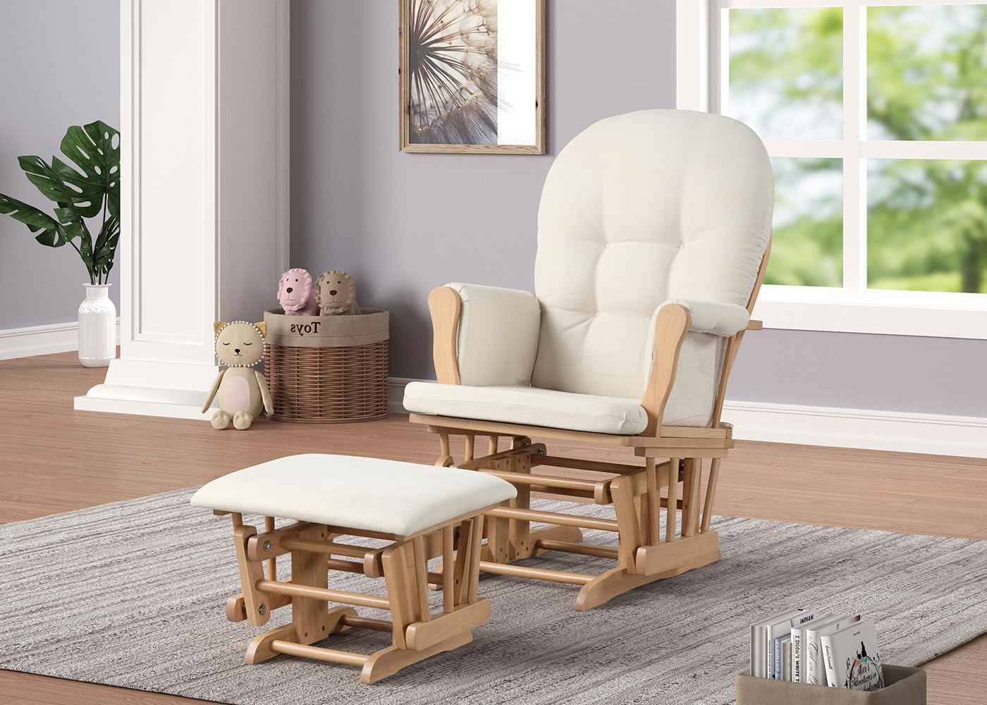 Angel Line Grayson Glider and Ottoman, Black w/Beige Cushion