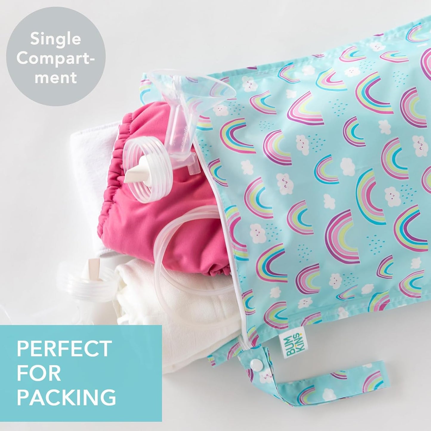Bumkins Disney Waterproof Wet Bag for Baby, Travel, Swim Suit, Cloth Diapers, Pump Parts, Pool, Gym Clothes, Toiletry, Strap to Stroller, Daycare, Zip Reusable Bag, Packing Pouch, Winnie the Pooh