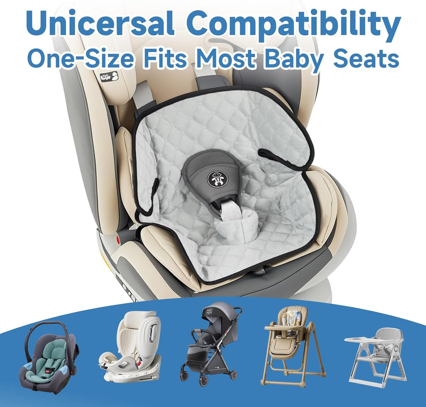2 Pack Car Potty Training Seat Protector, Waterproof Toddler Car Seat Potty Training Cover, Piddle Pads & Liners for Baby Stroller, Booster & Travel,Non-Slip Pee Protector for Carseat (Grey)