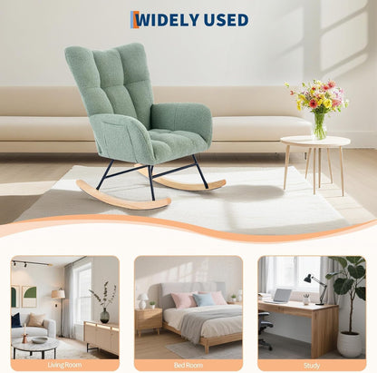 GarveeHome Rocking Chair Nursery Teddy, Upholstered Baby Fluffy Glider Rocker for Adults Small Spaces Indoor, Nursing Chairs for Living Room, Bedroom, Classroom