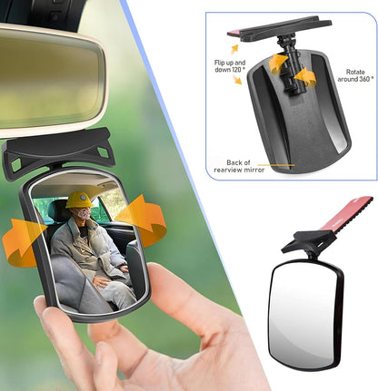 Car Interior Rearview Mirror, HD Rotatable and Adjustable Baby Seat Mirror, for Observing Rear Row, Universal for Most Cars (White)