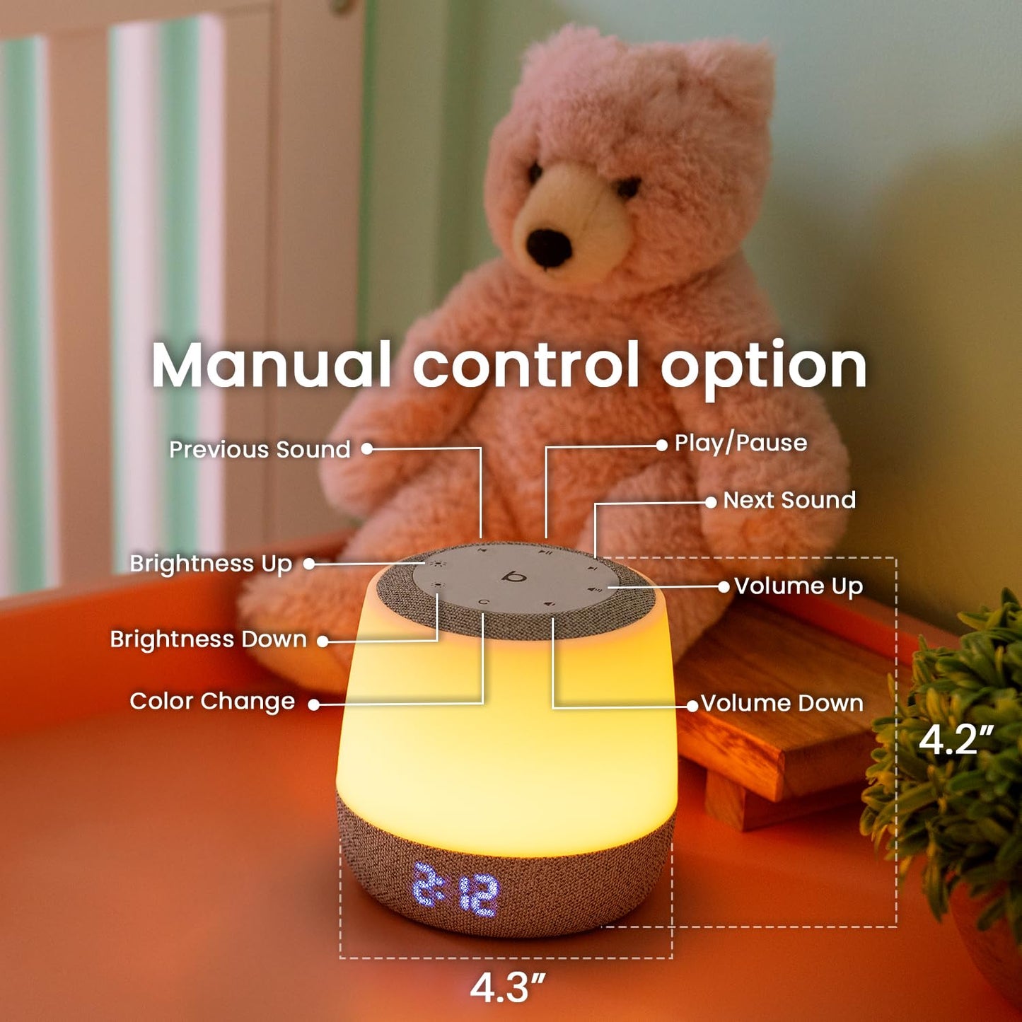 Babysense Baby Sound Machine with Night Light | 2nd Gen | 28 Soothing Sounds | Toddler Sleep Trainer | App-Controlled White Noise Machine | Sleep Timer | 2.4GHz WiFi | US Only