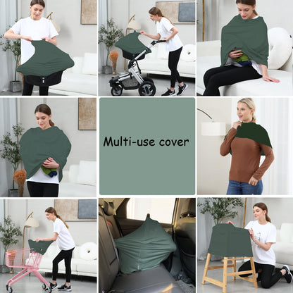 Car Seat Covers for Babies - Multi-use Carseat Canopy Cover Breastfeeding Covers, Stroller Canopy Cover (Navy Dinosaur)