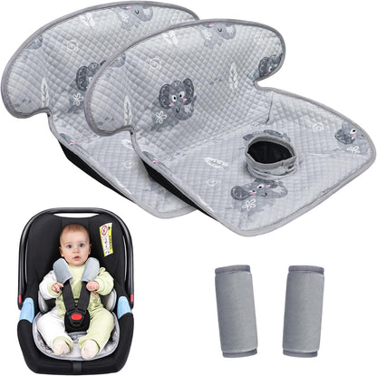 COOLBEBE Car Seat Protector for Potty Training, 2 Pack Dry Waterproof Car Seat Liner Toilet Training & Strap Covers Set for Baby Infant Toddler, Piddle Pads Cover Pad for Strollers, Carseat (Black)