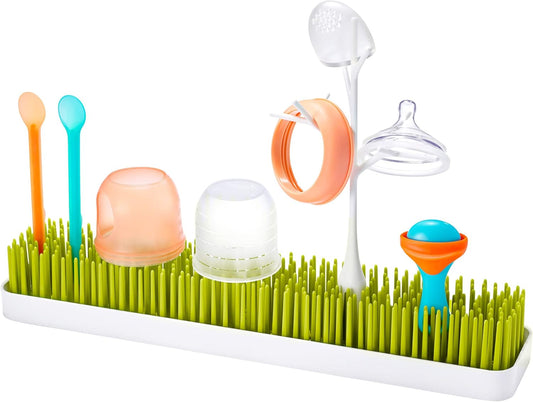 Boon Patch Countertop Baby Bottle Drying Rack - Space Saving Bottle Rack for Drying and Organization - Kitchen Baby Needs - Baby Bottle-Feeding Supplies - Green and White