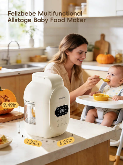 Glass Baby Food Maker Steamer and Blender,One Step Auto Baby Food Processor Puree Maker Grinder Mills,Glass Bowl with 316 Stainless Steel Blades,Auto Cooking,Self Clean,Timer,BPA-Free