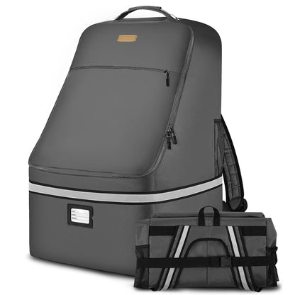 Car Seat Travel Bag,Padded Car Seats Backpack with Steel Cable Handle and Reflective Stripes, Large Durable Carseat Carrier Bag,Airport Gate Check Bag,Infant Seat Travel Bag with Shoulder Strap,Black