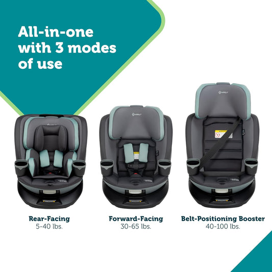 Safety 1st Turn and Go 360 ST Rotating All-in-One Convertible Car Seat, SafetySwivel Technology, SecureTech Installation, 3-in-1 Rear-Facing, Forward-Facing, Booster, 5-100 lbs, Siberian Caviar